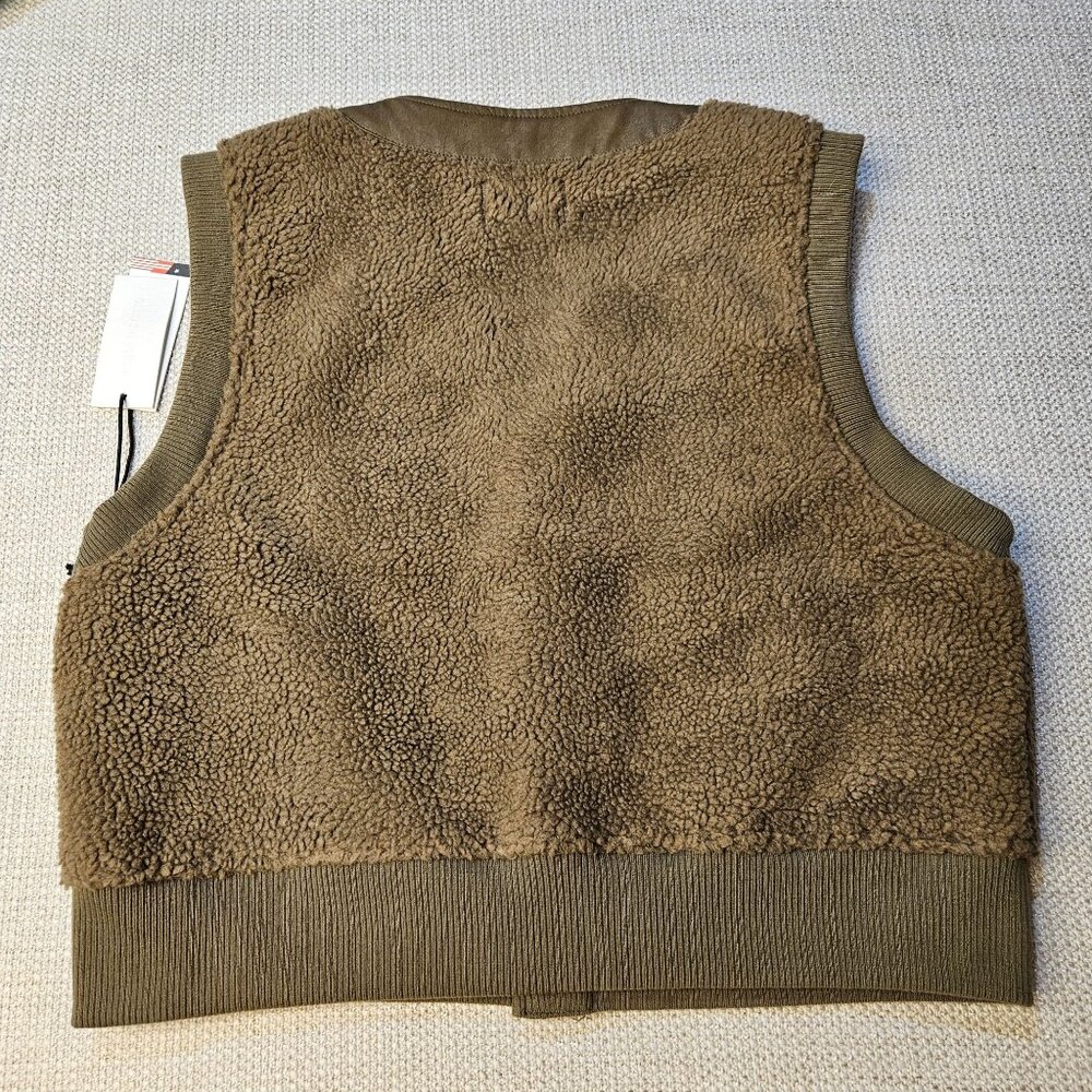 Honor The Gift Olive Brown Sherpa Vest XL With Button Front Embroidered H Logo - Picture 8 of 14